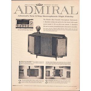 1959 Admiral 3 Way Imperia Model 1191 Hi Fi Stereo Vintage Print Ad 10 x13 50s